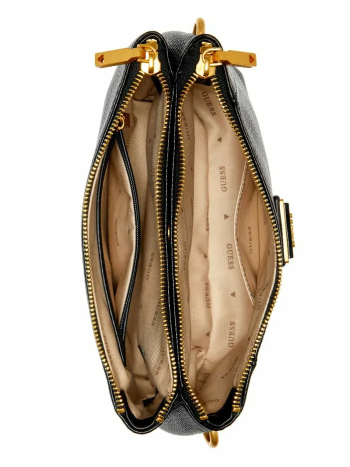 Handbags GUESS Women Laryn Pebbled DualZip Crossbody Black Handbags GUESS Women Laryn Pebbled DualZip Crossbody Black