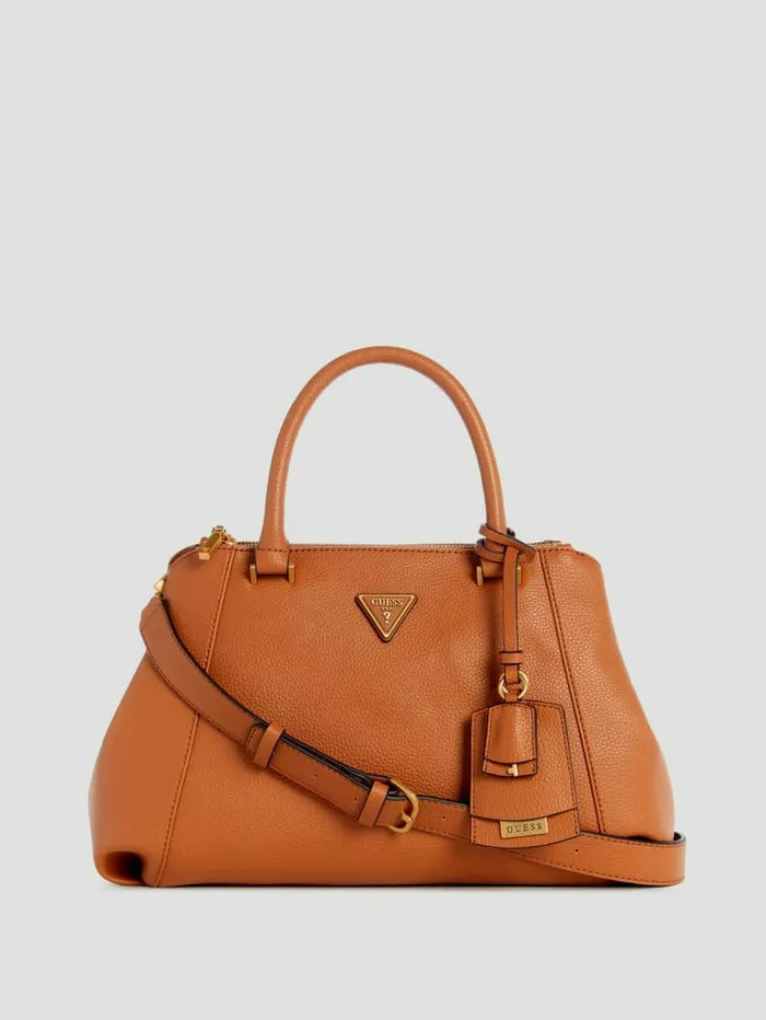 Handbags GUESS Women Laryn Pebbled Luxury Satchel Cognac