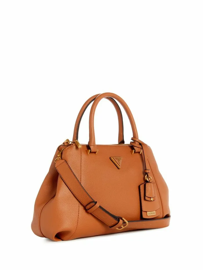Handbags GUESS Women Laryn Pebbled Luxury Satchel Cognac