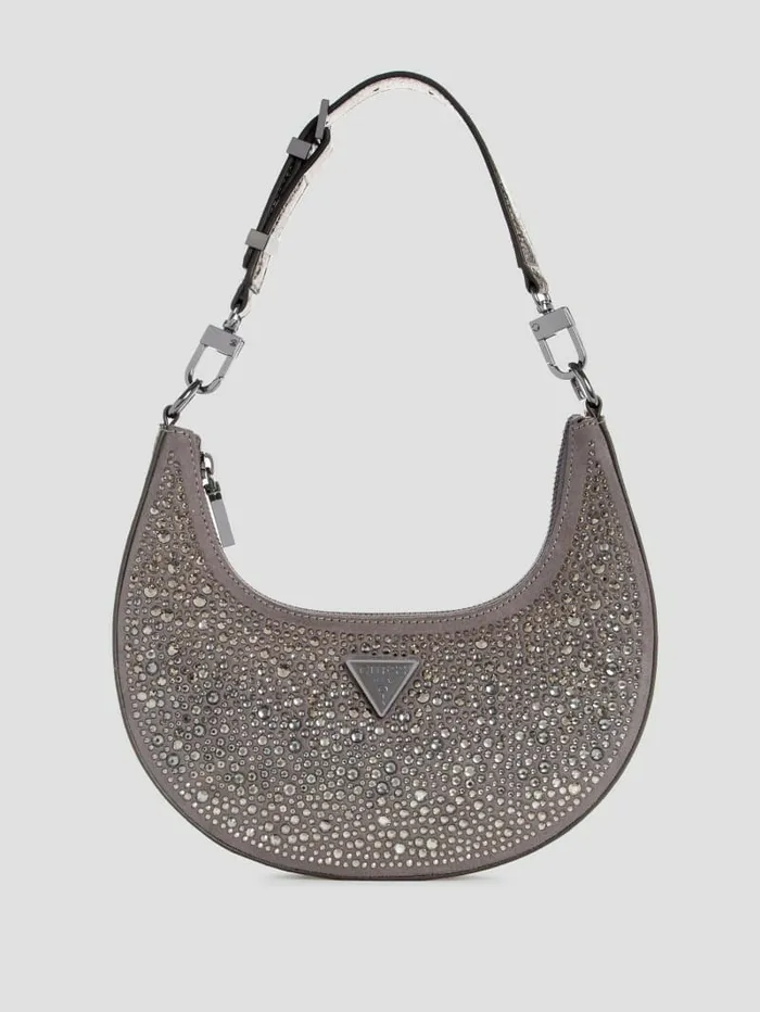Handbags GUESS Women Lua Rhinestone Shoulder Bag Pewter