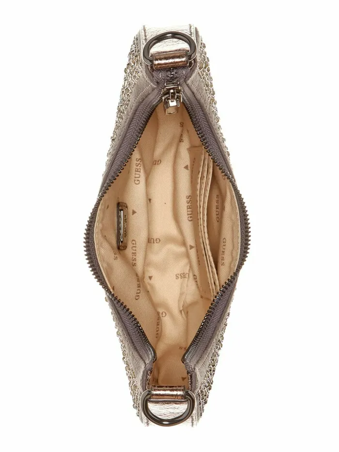 Handbags GUESS Women Lua Rhinestone Shoulder Bag Pewter Handbags GUESS Women Lua Rhinestone Shoulder Bag Pewter