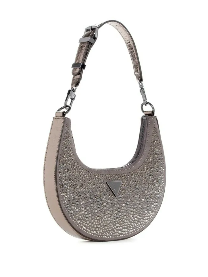 Handbags GUESS Women Lua Rhinestone Shoulder Bag Pewter Handbags GUESS Women Lua Rhinestone Shoulder Bag Pewter