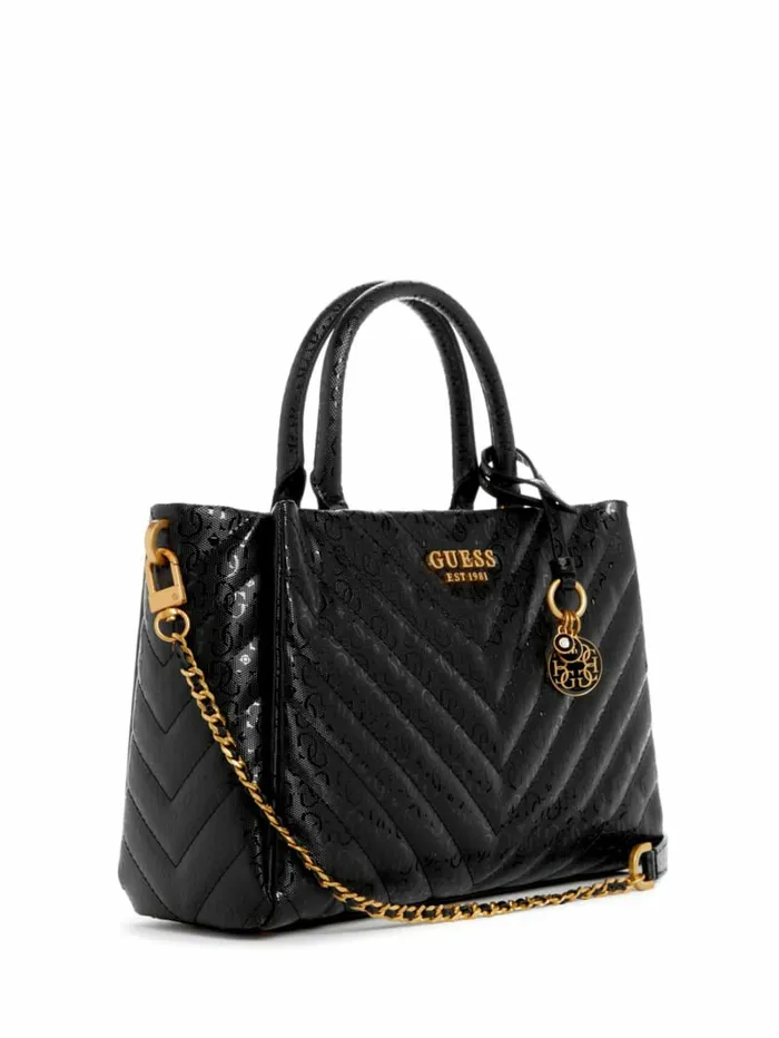 Handbags Jania Quilted Society Satchel Black 8211 GUESS Women Handbags Jania Quilted Society Satchel Black 8211 GUESS Women