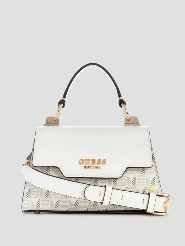 Handbags Women GUESS Hallie Mini FoldOver Flap Bag Steel