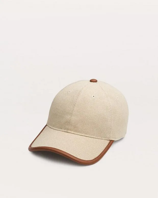 Harlow Faux LeatherTrimmed Canvas Baseball Cap Natural Tan Canvas Handbags rag and bone Women