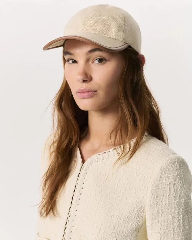 Harlow Faux LeatherTrimmed Canvas Baseball Cap Natural Tan Canvas Handbags rag and bone Women
