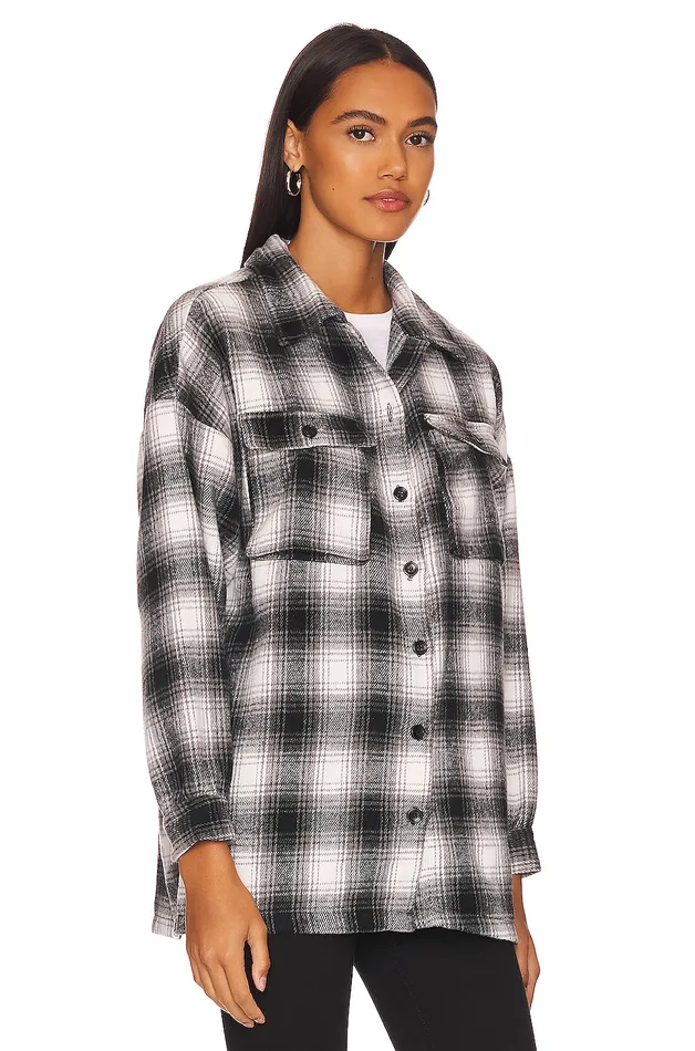 Harlow Flannel Shacket Black and White Women Lovers and Friends Tops