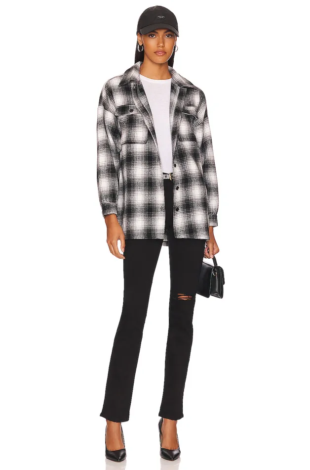 Harlow Flannel Shacket Black and White Women Lovers and Friends Tops