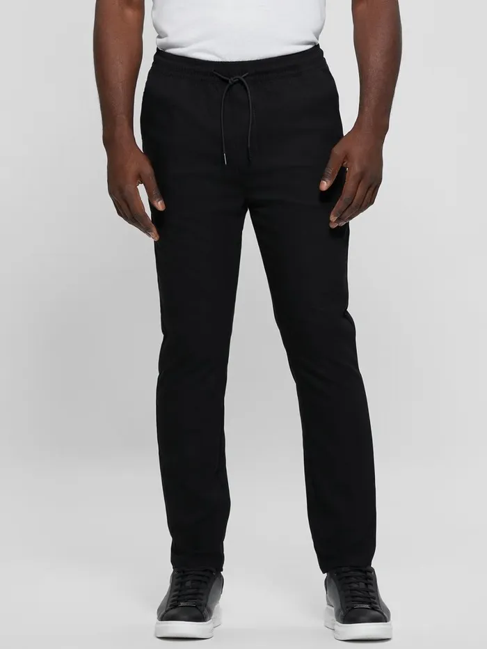 Harper Woven Tapered Pant Jet Black Multi Men Pants and Shorts GUESS