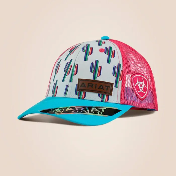 Hats and Caps Kids Ariat Cactus Print Cap White
