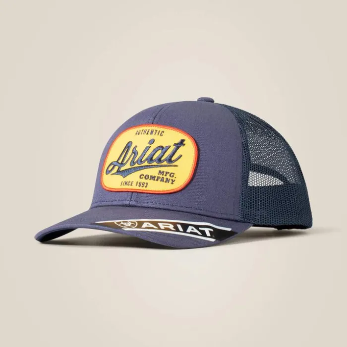 Hats and Caps Men Ariat Logo Patch Cap Navy