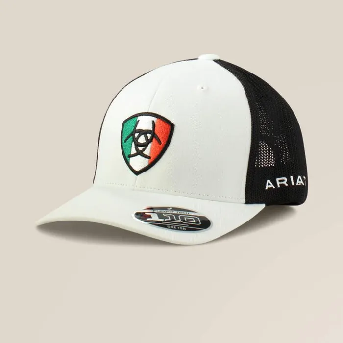 Hats and Caps Men Ariat Mexico Shield Logo Cap White