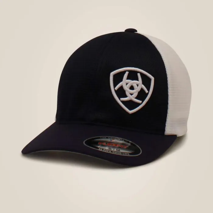 Hats and Caps Men Ariat Offset Shield Mech Cap Navy