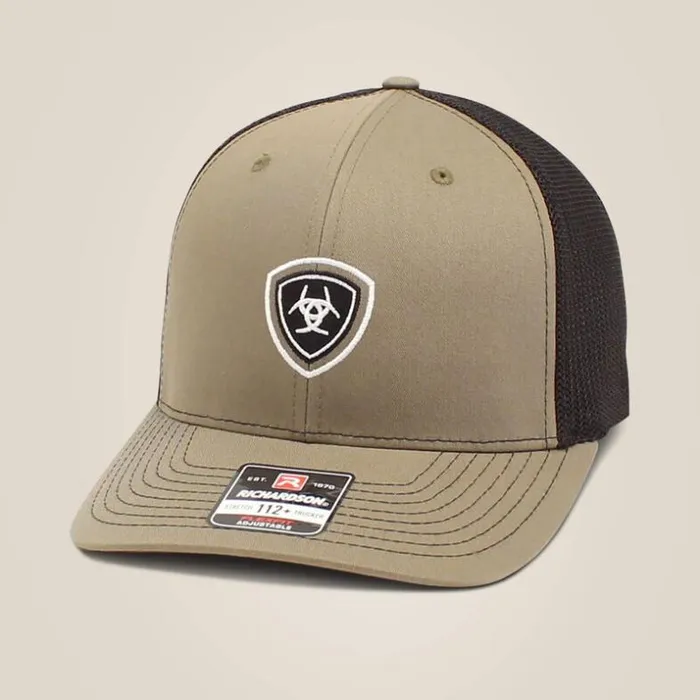 Hats and Caps Men Ariat Shield Logo Cap Olive
