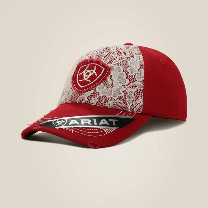 Hats and Caps Women Ariat Center Shield Logo Cap Red