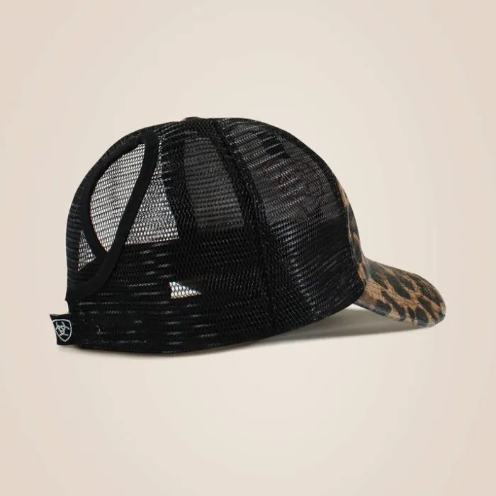 Hats and Caps Women Ariat Embossed Logo Cheetah Print Cap Black