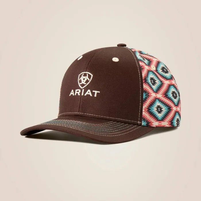 Hats and Caps Women Ariat Logo Aztec Back Cap Brown