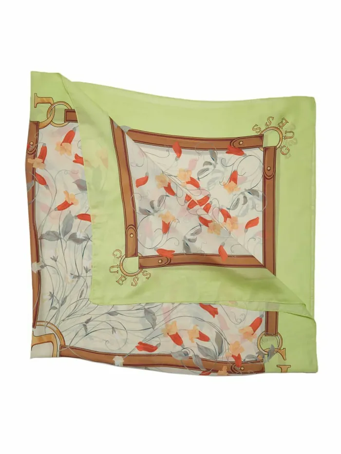 Hats and Scarves GUESS Women Aurora Silk Scarf GreyYarn Dye