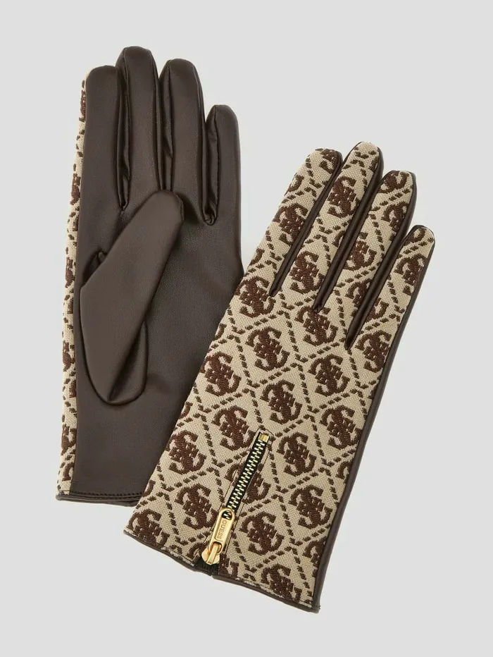 Hats and Scarves GUESS Women Izzy Jacquard Quattro G Gloves Brown Multi