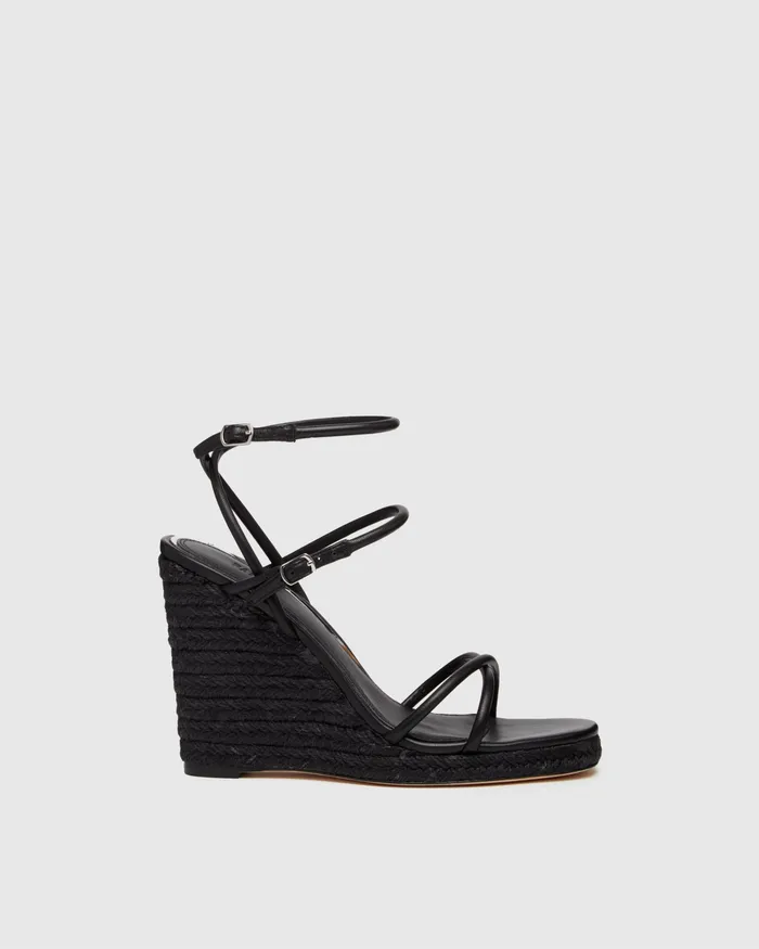 Heels and Wedges Women Kerri Wedge 8211 Black Leather PAIGE
