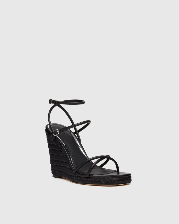 Heels and Wedges Women Kerri Wedge 8211 Black Leather PAIGE