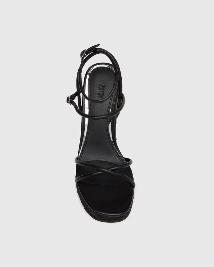 Heels and Wedges Women Kerri Wedge 8211 Black Leather PAIGE