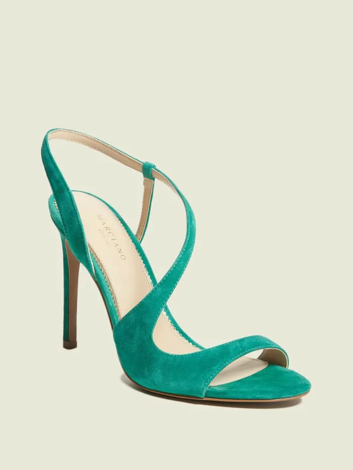 Heels GUESS Women Futura Curve Sandal Light Green Suede