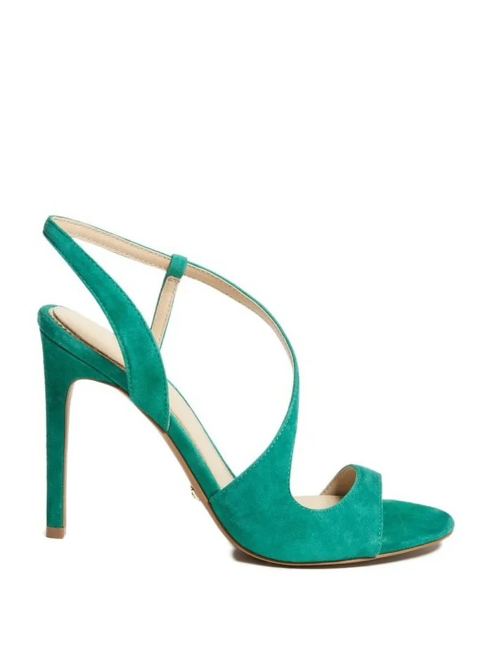 Heels GUESS Women Futura Curve Sandal Light Green Suede