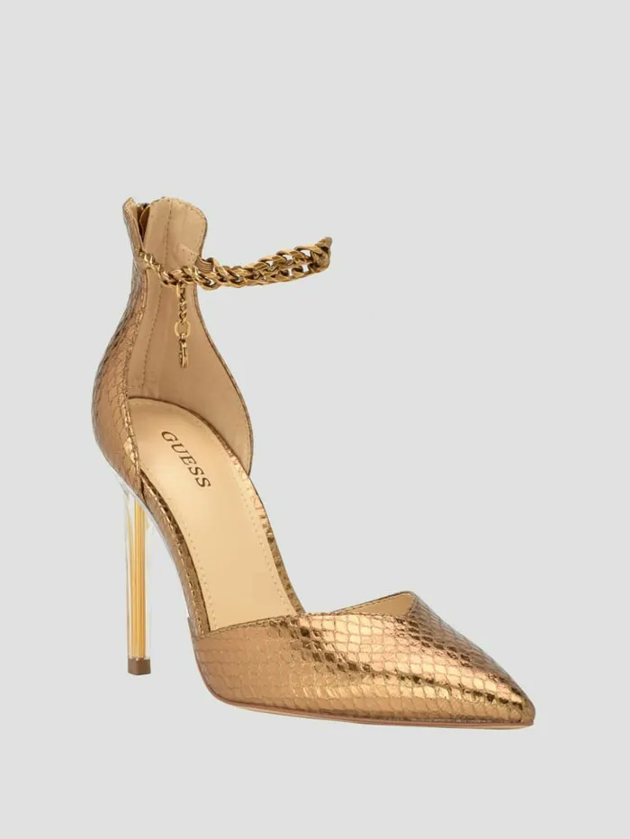 Heels Stefany GChain Ankle Strap Pumps Bronze GUESS Women