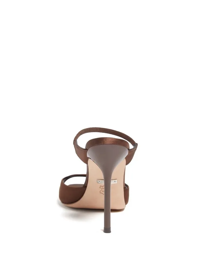 Heels Women Brielle Satin Sandal Brown GUESS