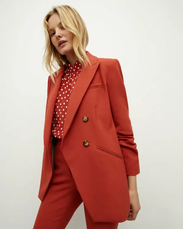 Hirsh Dickey Jacket Brick Red Women Veronica Beard Jackets and Outerwear