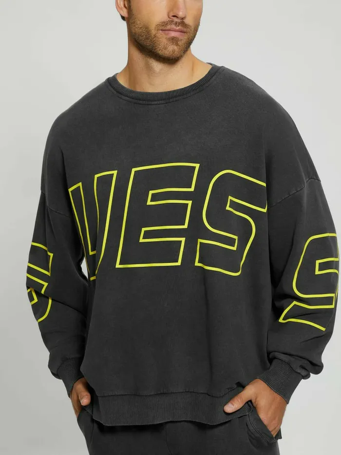 Hoodies and Sweaters GUESS Men Dargen Signature Sweatshirt Black Hoodies and Sweaters GUESS Men Dargen Signature Sweatshirt Black