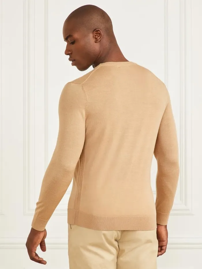 Hoodies and Sweaters GUESS Men Merino Wool Crewneck Sweater Toasted Taupe Hoodies and Sweaters GUESS Men Merino Wool Crewneck Sweater Toasted Taupe