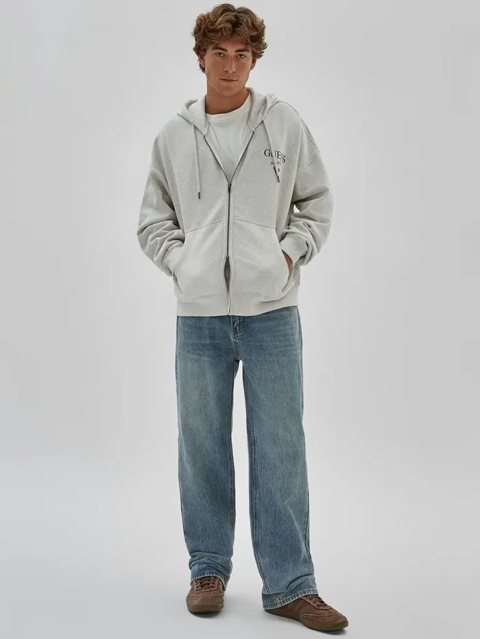 Hoodies and Sweaters GUESS Originals Heathered Logo Zip Hoodie Eli Aged Heather 8211 GUESS Men Hoodies and Sweaters GUESS Originals Heathered Logo Zip Hoodie Eli Aged Heather 8211 GUESS Men