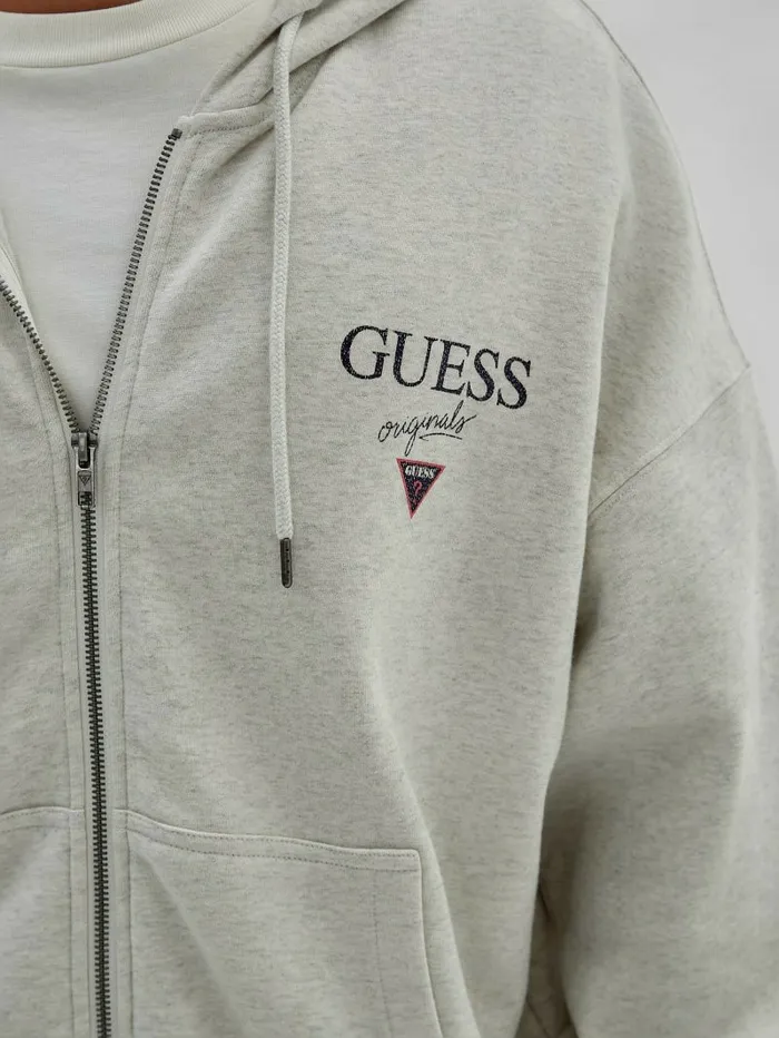 Hoodies and Sweaters GUESS Originals Heathered Logo Zip Hoodie Eli Aged Heather 8211 GUESS Men Hoodies and Sweaters GUESS Originals Heathered Logo Zip Hoodie Eli Aged Heather 8211 GUESS Men