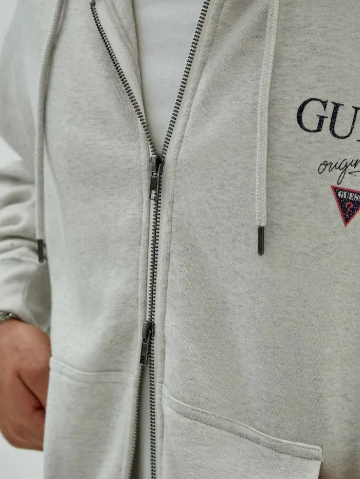 Hoodies and Sweaters GUESS Originals Heathered Logo Zip Hoodie Eli Aged Heather 8211 GUESS Men Hoodies and Sweaters GUESS Originals Heathered Logo Zip Hoodie Eli Aged Heather 8211 GUESS Men