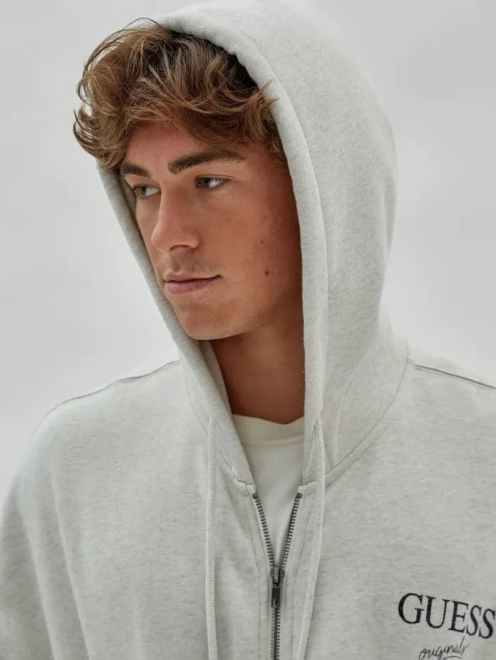 Hoodies and Sweaters GUESS Originals Heathered Logo Zip Hoodie Eli Aged Heather 8211 GUESS Men Hoodies and Sweaters GUESS Originals Heathered Logo Zip Hoodie Eli Aged Heather 8211 GUESS Men