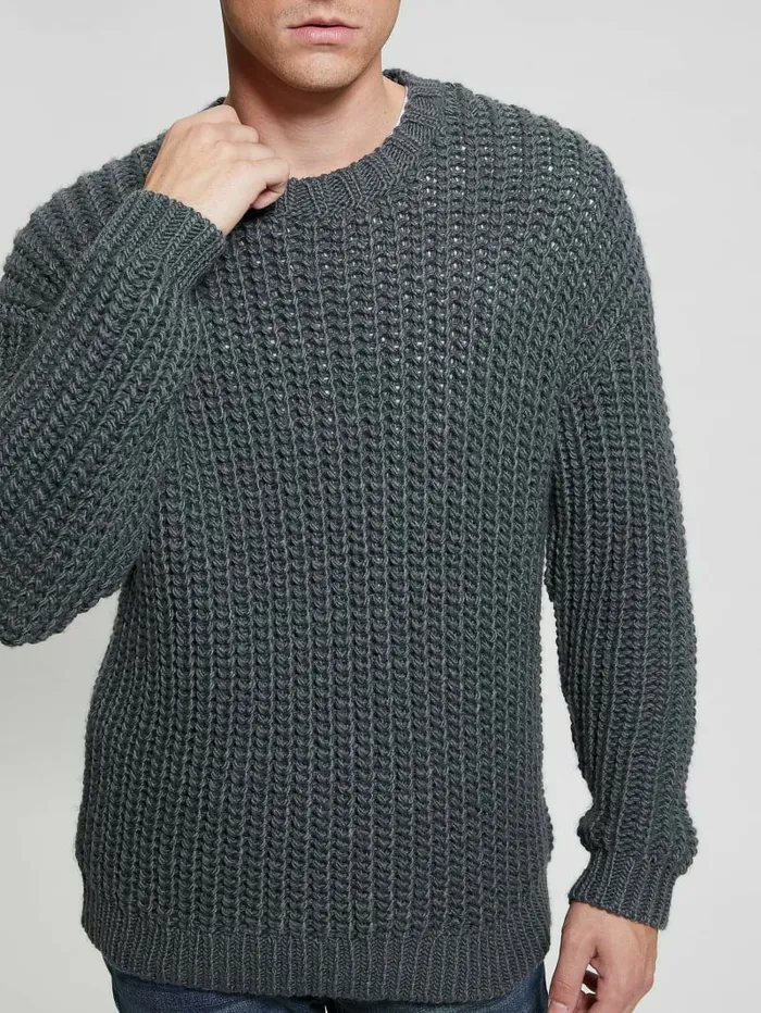 Hoodies and Sweaters Men Eco WoolBlend Grayson Sweater Coldwater Blue Multi GUESS
