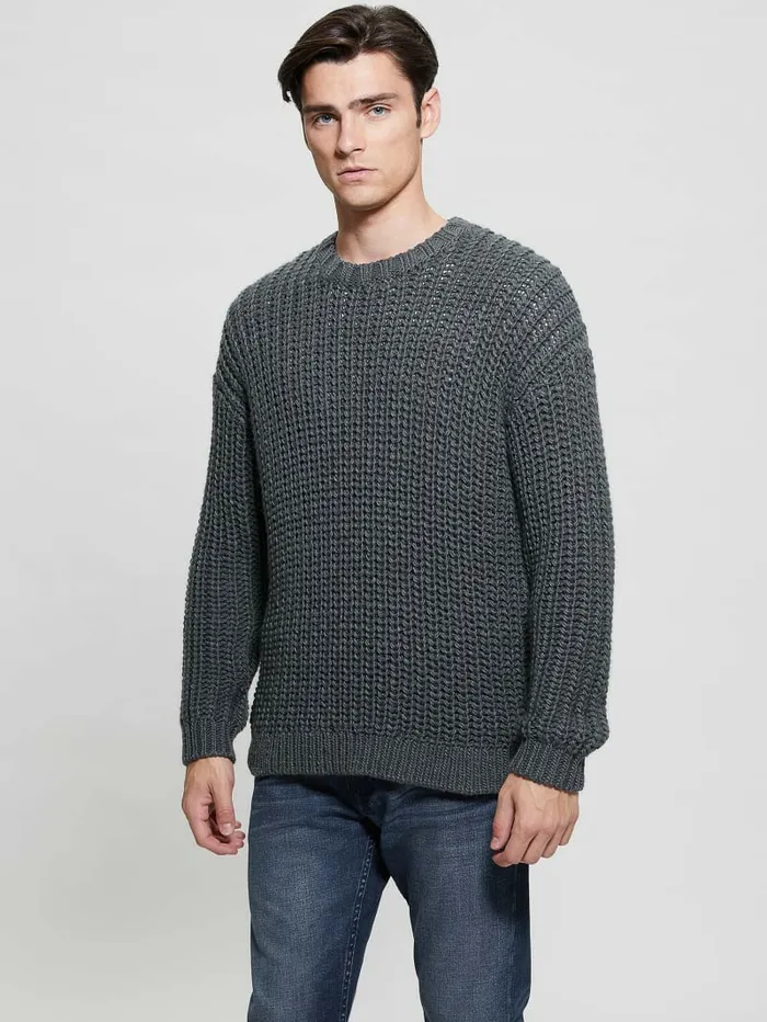 Hoodies and Sweaters Men Eco WoolBlend Grayson Sweater Coldwater Blue Multi GUESS Hoodies and Sweaters Men Eco WoolBlend Grayson Sweater Coldwater Blue Multi GUESS