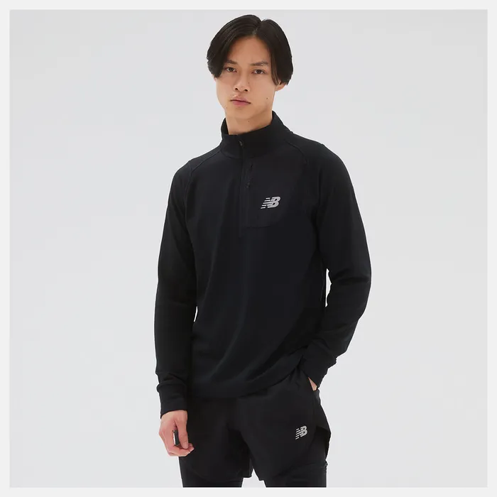 Hoodies and Sweatshirts Men New Balance NB Heat Grid Half Zip BLACK