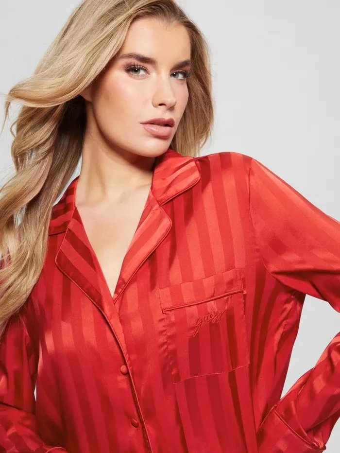 Intimates GUESS Women Eco Satin Shorts PJ Set Rugby Red Intimates GUESS Women Eco Satin Shorts PJ Set Rugby Red