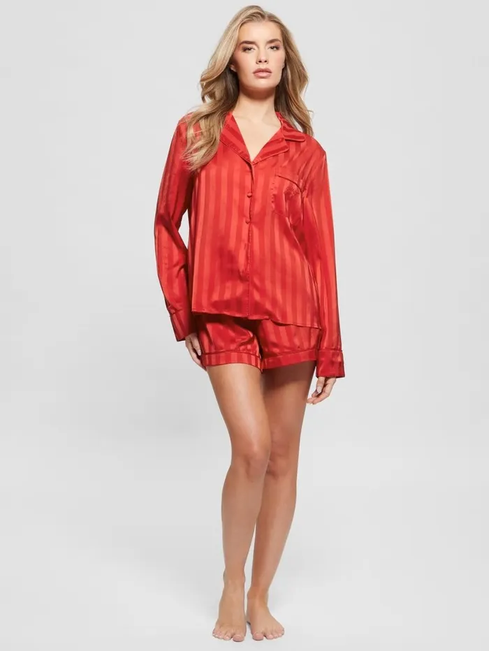 Intimates GUESS Women Eco Satin Shorts PJ Set Rugby Red Intimates GUESS Women Eco Satin Shorts PJ Set Rugby Red