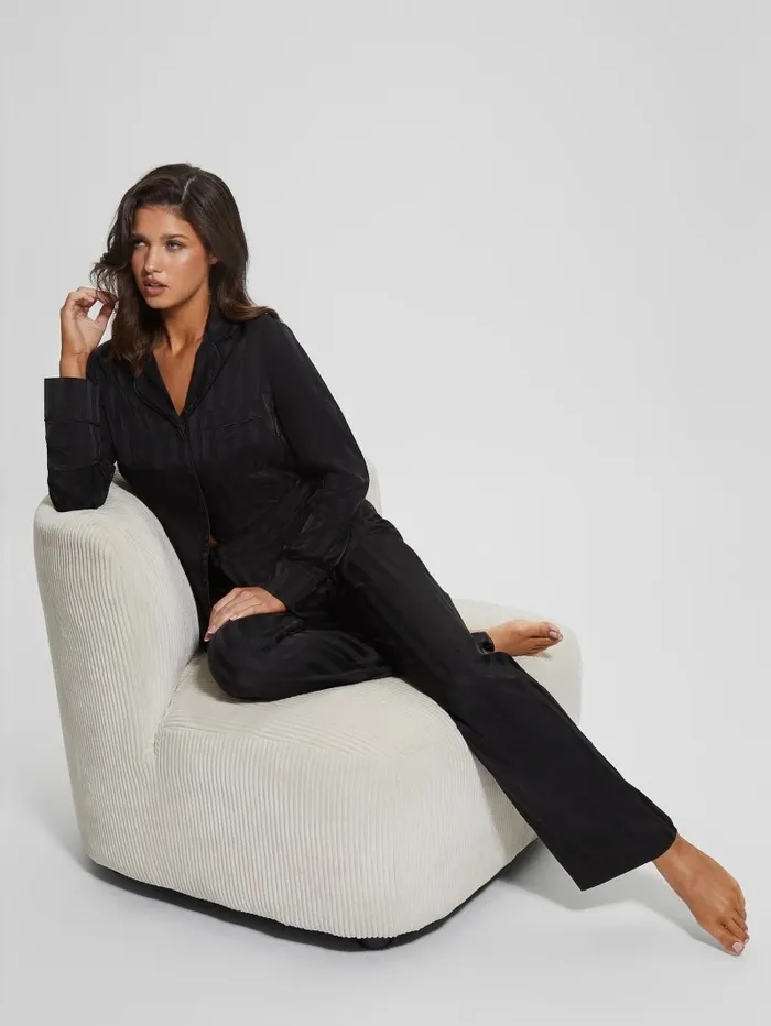 Intimates Women GUESS Eco Susan Long Pajama Set Black