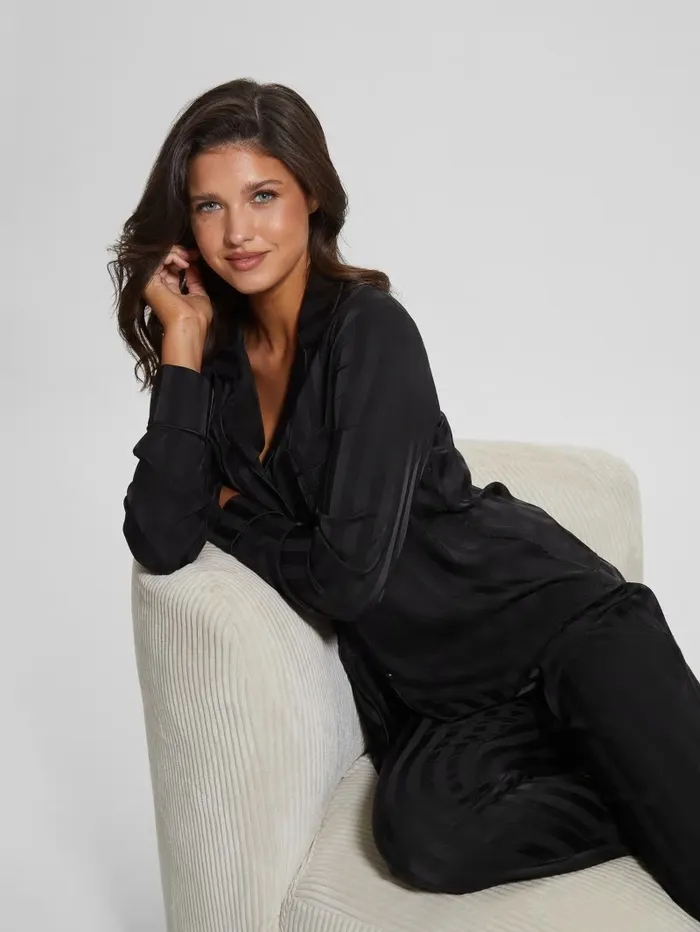 Intimates Women GUESS Eco Susan Long Pajama Set Black Intimates Women GUESS Eco Susan Long Pajama Set Black