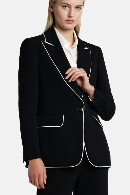 Jackets and Blazers Women Volontaria Volontaria BlackCream Luisa Spagnoli