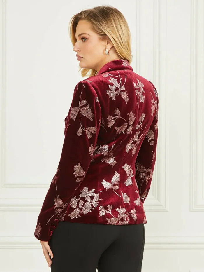 Jackets and Coats Angelica Velvet Blazer Purple Petal With Rose Go 8211 GUESS Women