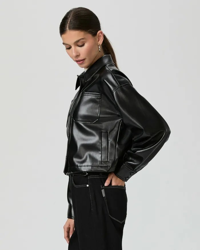 Jackets and Coats Connor Shacket 8211 Black Faux Leather 8211 PAIGE Women Jackets and Coats Connor Shacket 8211 Black Faux Leather 8211 PAIGE Women