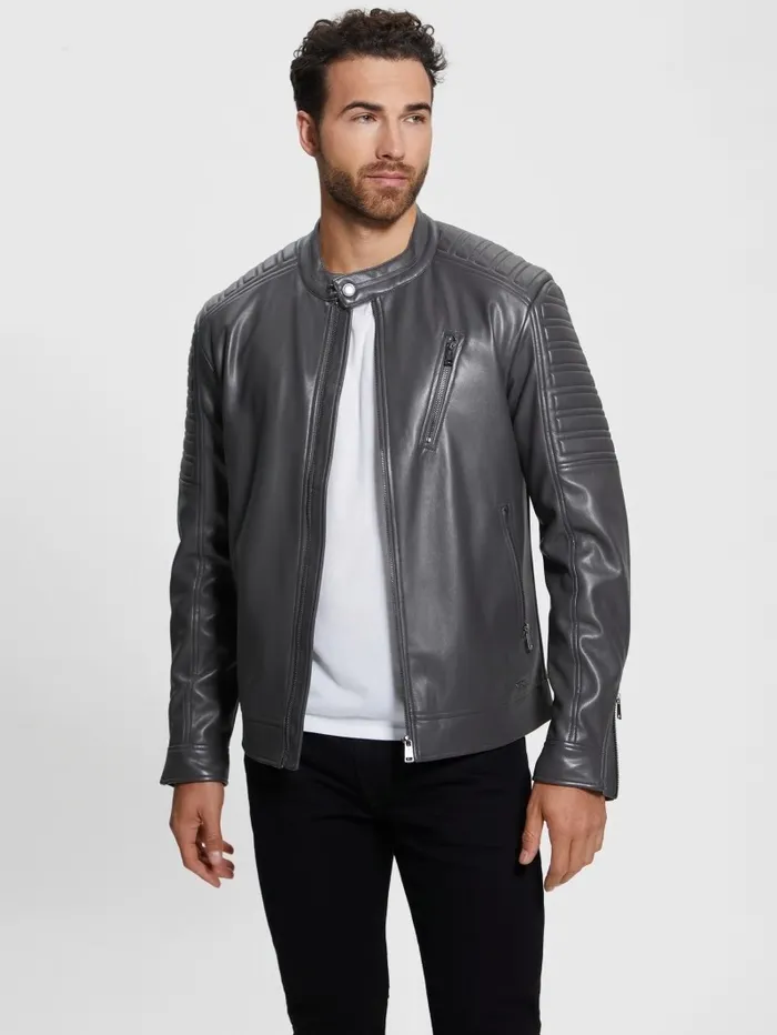 Jackets and Coats GUESS Men FauxLeather Biker Jacket Magnetic