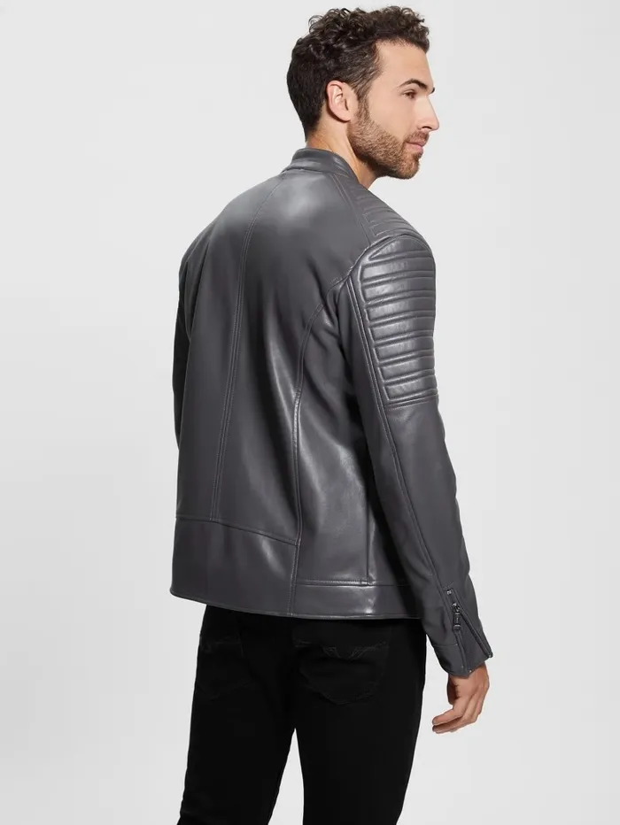 Jackets and Coats GUESS Men FauxLeather Biker Jacket Magnetic Jackets and Coats GUESS Men FauxLeather Biker Jacket Magnetic