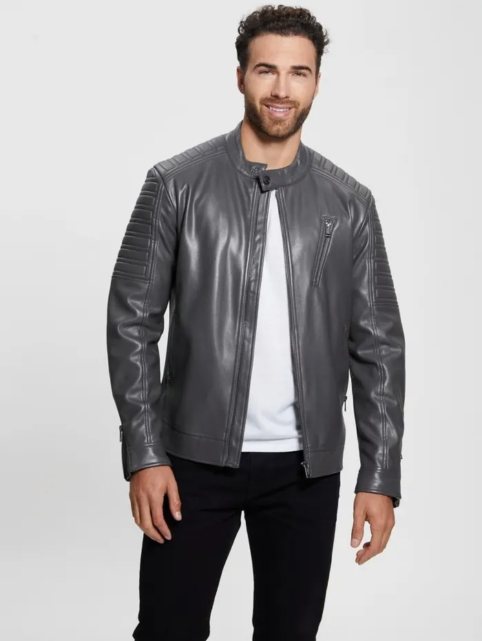 Jackets and Coats GUESS Men FauxLeather Biker Jacket Magnetic Jackets and Coats GUESS Men FauxLeather Biker Jacket Magnetic
